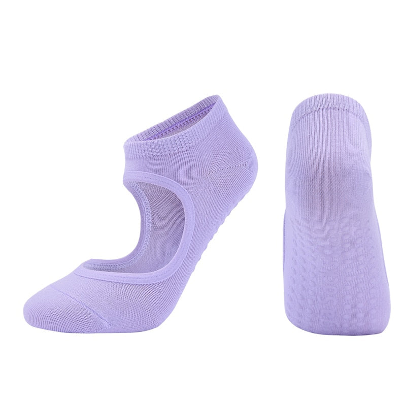 Women High Quality Pilates Socks Anti-Slip Breathable Backless Yoga Socks Ladies Ballet Dance Sports Socks for Fitness Gym